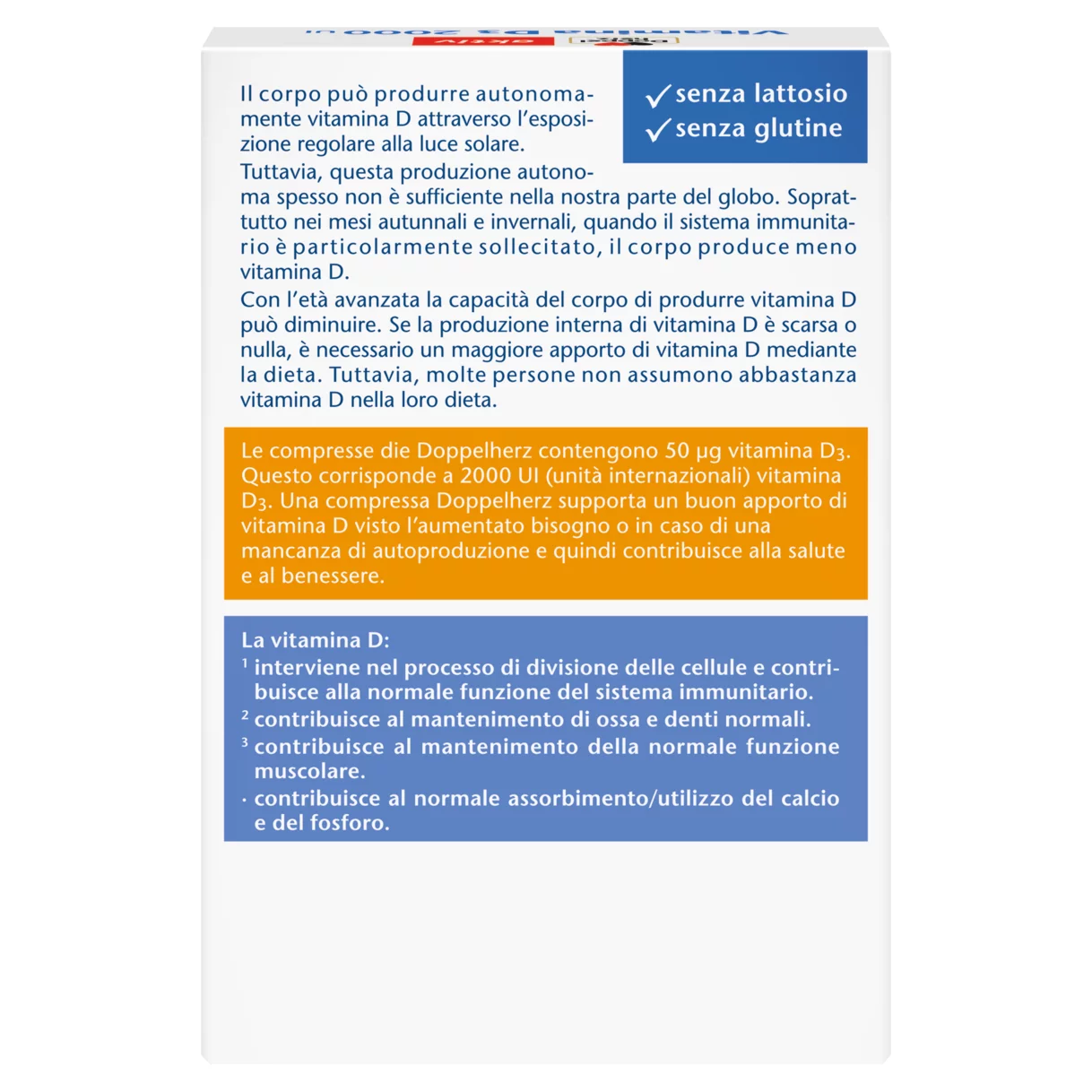 Doppelherz aktiv Vitamina D3 2000 UI Vista posteriore